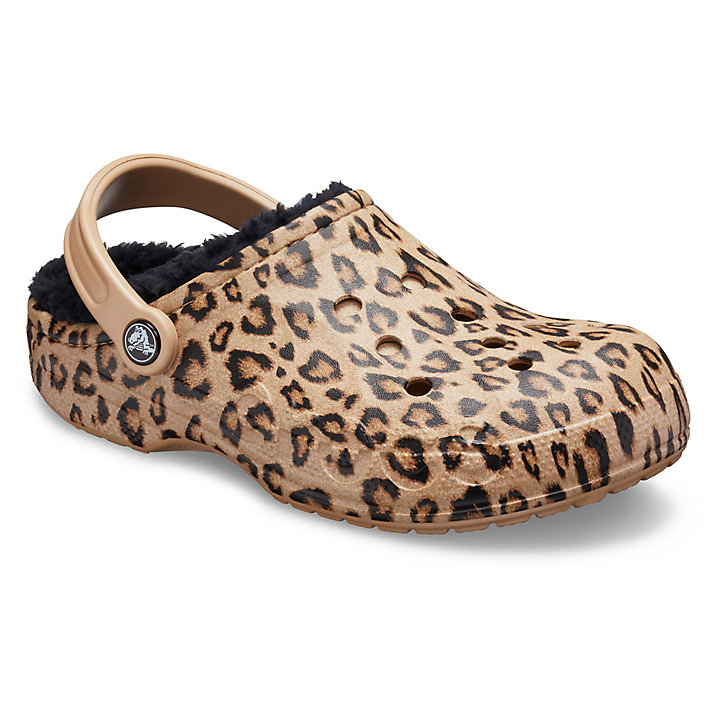 Tamancos Crocs Feminina Promoção Portugal - Baya Printed Lined Clog Baya  Printed Lined Leopardo / Douradas Portugal